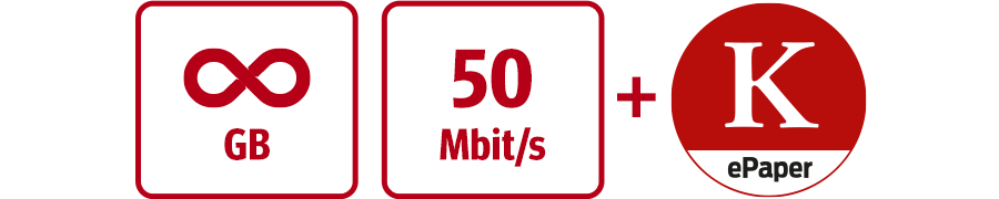 Inklusive unbegrenzte GB, 50 Mbit/s und KURIER Digital-Abo