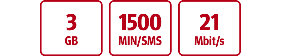 Inklusive 3 GB, 1.500 MIN/SMS und 21 Mbit/s