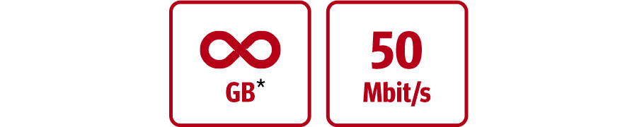 Inklusive unbegrenzte GB und bis zu 50 Mbit/s LTE-Speed