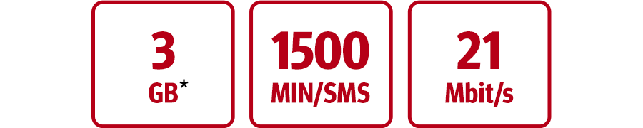 Inklusive 3 GB, 1.500 MIN/SMS und 21 Mbit/s